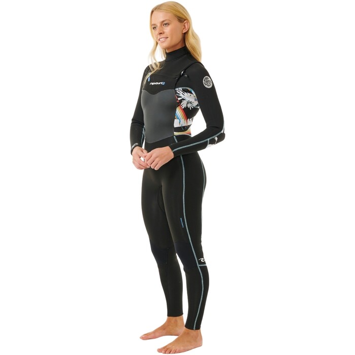 2024 Rip Curl Womens Dawn Patrol 3/2mm Chest Zip Wetsuit 15SWFS - Black / Multi